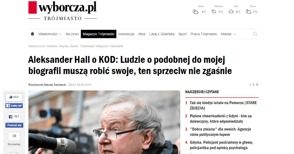 Rozmowa z A. Hallem na wyborcza.pl